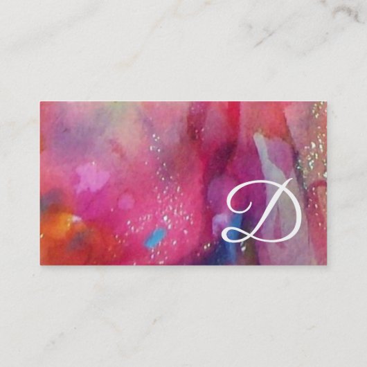 RED BLUE PINK ABSTRACTE WATERVERF Ruby Gemstone Visitekaartje (Achterkant)