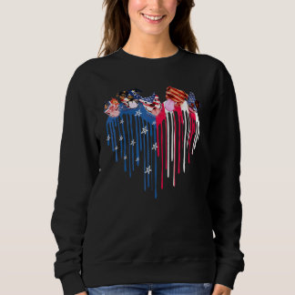Red Blue Pitbull Heart USA vlag op 4 juli Trui