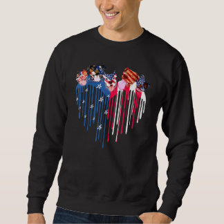 Red Blue Pitbull Heart USA vlag op 4 juli Trui
