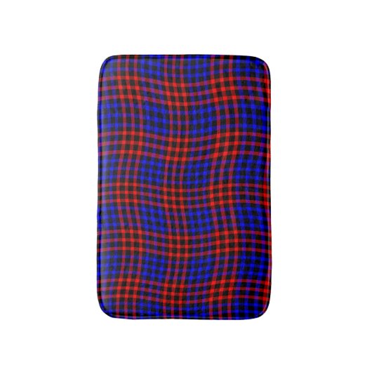 Red Blue Plaid Checker Seamless Pattern Badmat (Voorkant Verticaal)