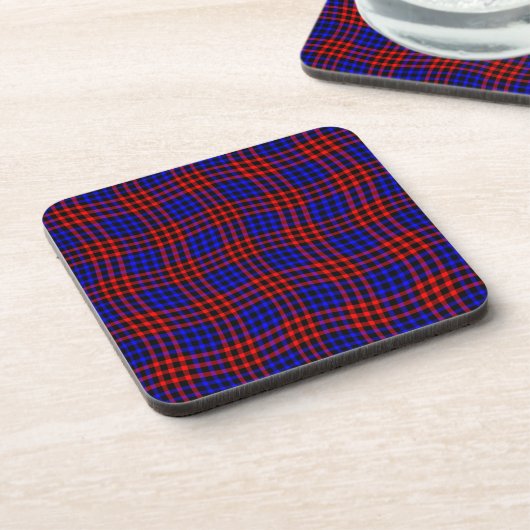 Red Blue Plaid Checker Seamless Pattern Bier Onderzetter (Linkerzijde)