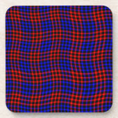 Red Blue Plaid Checker Seamless Pattern Bier Onderzetter (Voorkant)