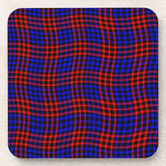 Red Blue Plaid Checker Seamless Pattern Bier Onderzetter (Voorkant)