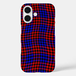 Red Blue Plaid Checker Seamless Pattern iPhone 16 Hoesje