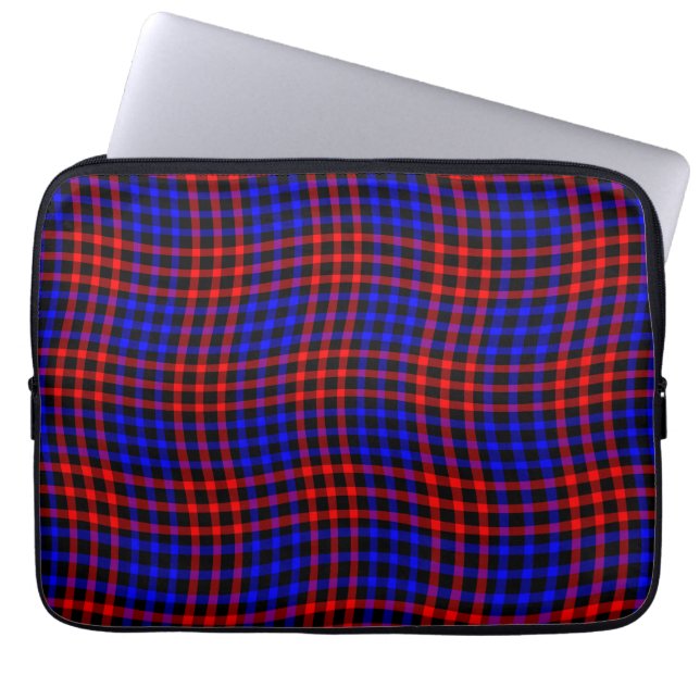 Red Blue Plaid Checker Seamless Pattern Laptop Sleeve (Voorkant)