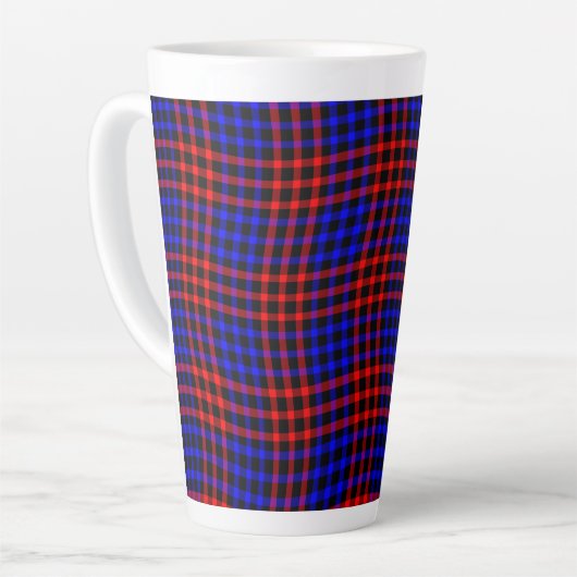 Red Blue Plaid Checker Seamless Pattern Latte Mok (Linkerhoek)