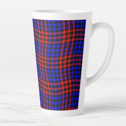 Red Blue Plaid Checker Seamless Pattern Latte Mok (Rechts)