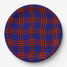 Red Blue Plaid Checker Seamless Pattern Papieren Bordje