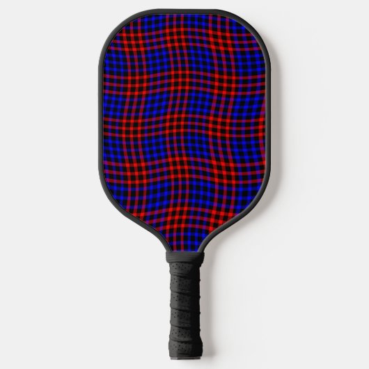 Red Blue Plaid Checker Seamless Pattern Pickleball Paddle (Voorkant)