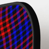 Red Blue Plaid Checker Seamless Pattern Pickleball Paddle (Links Detail)