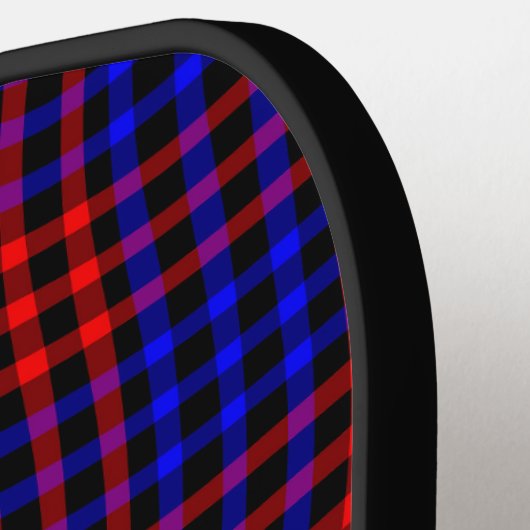 Red Blue Plaid Checker Seamless Pattern Pickleball Paddle (Links Detail)