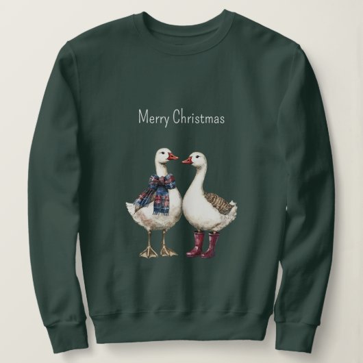 Red Blue Plaid Christmas Geese Trui (Design voorkant)