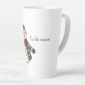 Red Blue Plaid Christmas Snowman Latte Mok (Rechterhoek)