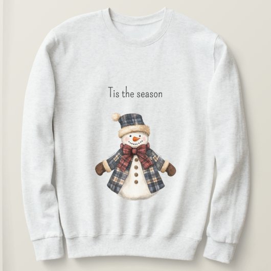 Red Blue Plaid Christmas Snowman Trui (Design voorkant)