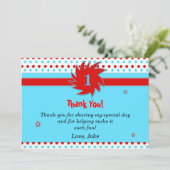 Red Blue Polka Dots Hartelijk dank Bedankkaart (Staand voorkant)