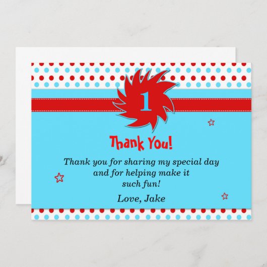 Red Blue Polka Dots Hartelijk dank Bedankkaart (Voorkant / Achterkant)