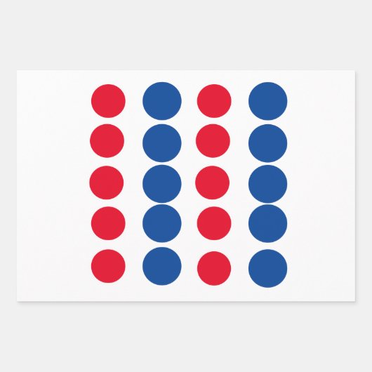 Red Blue Polka Dots Pattern White kleurrijk helder Inpakpapier Vel (Voorkant 3)