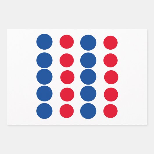 Red Blue Polka Dots Pattern White kleurrijk helder Inpakpapier Vel (Voorkant 2)