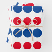 Red Blue Polka Dots Pattern White kleurrijk helder Inpakpapier Vel (In situ)
