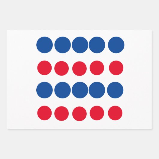 Red Blue Polka Dots Pattern White kleurrijk helder Inpakpapier Vel (Voorkant)
