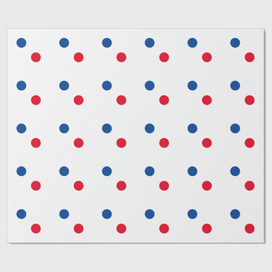 Red Blue Polka Dots White, aangepast kleurrijk, he Cadeaupapier (Vlak)