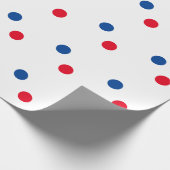 Red Blue Polka Dots White, aangepast kleurrijk, he Cadeaupapier (Hoek)
