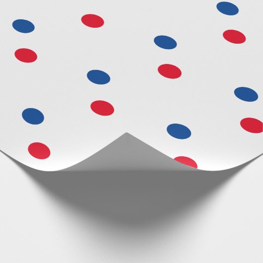Red Blue Polka Dots White, aangepast kleurrijk, he Cadeaupapier (Hoek)