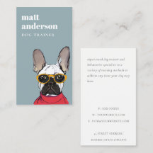 Red Blue Retro Blue French Bulldog Dog Trainer