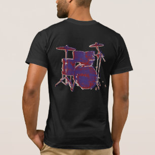 Red & Blue Rock Drums op zwart T-shirt
