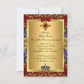 Red Blue Royal Crown Little Prince Baby shower Kaart (Achterkant)