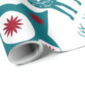 Red Blue Scandinavian Nordic Kerststag Cadeaupapier (Rol Hoek)