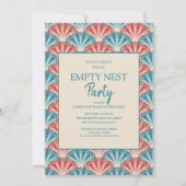 Red Blue Shell Fan Pattern Empty Nest Party Kaart (Voorkant)