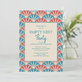 Red Blue Shell Fan Pattern Empty Nest Party Kaart (Staand voorkant)
