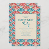 Red Blue Shell Fan Pattern Empty Nest Party Kaart (Voorkant / Achterkant)