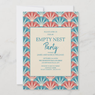 Red Blue Shell Fan Pattern Empty Nest Party Kaart