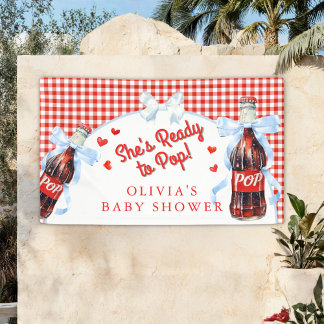 Red & Blue She's Ready to Pop Baby Shower  Spandoek