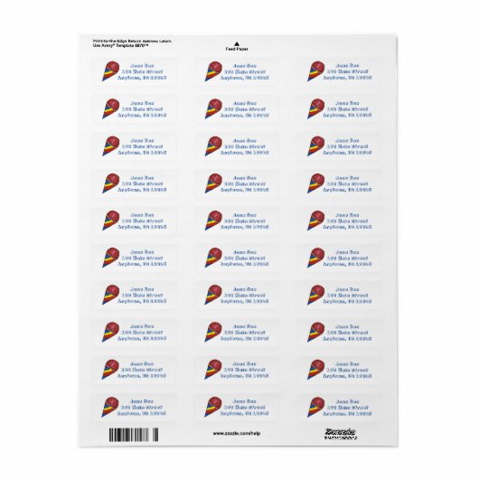 Red Blue Snocone Snow Cone Summer Labels (Full Sheet)