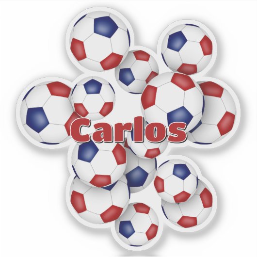 red blue soccer balls sticker w athlete name (Voorkant)
