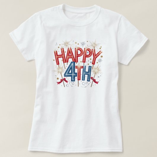 Red & Blue Sparkler 4 juli Viering T-shirt (Design voorkant)