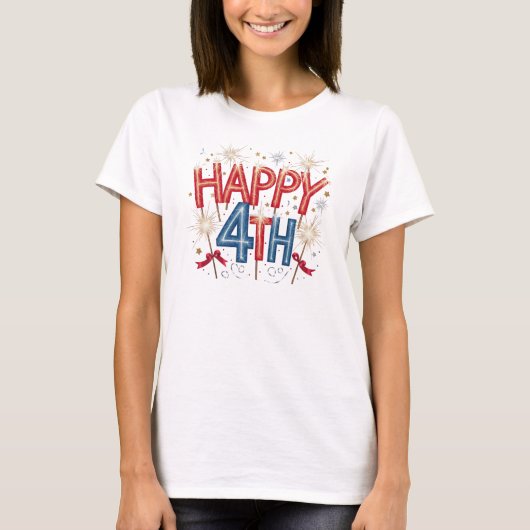 Red & Blue Sparkler 4 juli Viering T-shirt (Voorkant)