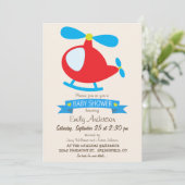 Red & Blue Speelgoed Helikopter Baby shower Kaart (Staand voorkant)