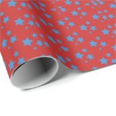 Red Blue Stars modern design-omslagpapier Cadeaupapier (Rol Hoek)