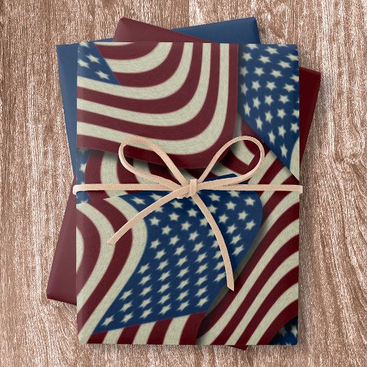 Red & Blue Stars & Stripes Verenigde Staten Amerik Inpakpapier Vel