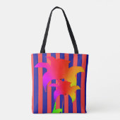 Red Blue Stripe Rainbow Floral Canvas tas (Achterkant)