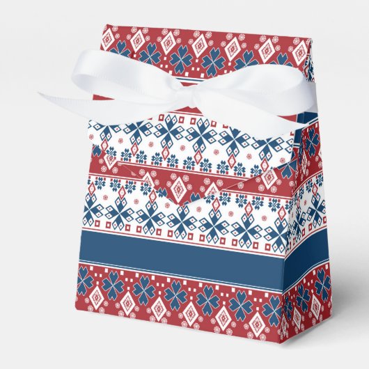 Red Blue Striped Noors patroon Bedankdoosjes (Voorkant Zijde)
