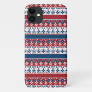 Red Blue Striped Noors patroon Case-Mate iPhone Case