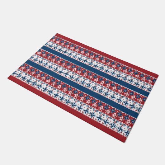 Red Blue Striped Noors patroon Deurmat (Schuin)