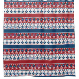 Red Blue Striped Noors patroon Douchegordijn