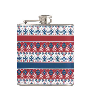 Red Blue Striped Noors patroon Heupfles