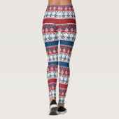 Red Blue Striped Noors patroon Leggings (Achterkant)